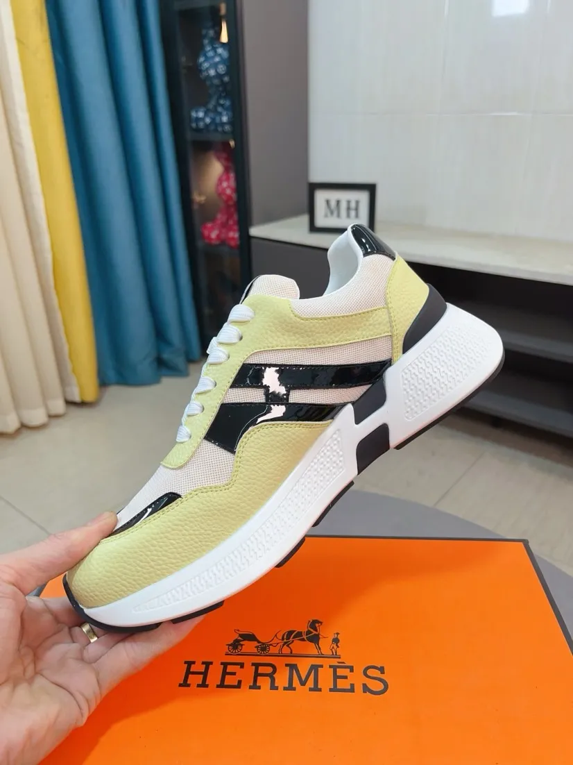 Men's shoes💰580🌸🌸【HERMES】Hermès high-end quality original shoe upper: 🔝tumbled calfskin, suede calfskin, shoe body sewn H totem, outsole: ultra-light TPU foam·rubber; two-color molded outsole, ultra-high quality control·fine workmanship: highlighting (high-end·luxury·grade) 38-44 (45 can be customized)